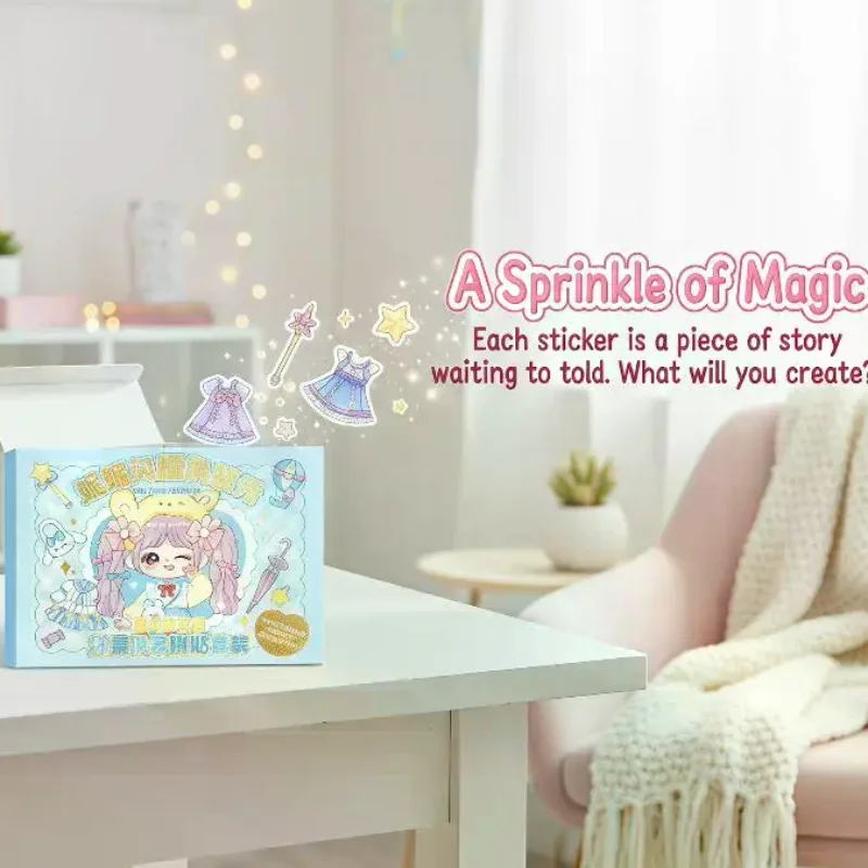 

Kawaii Girl Dress Up Sticker Kit - 4 Themes Tear Resistant - DIY Scrapbook & Luggage Decoration