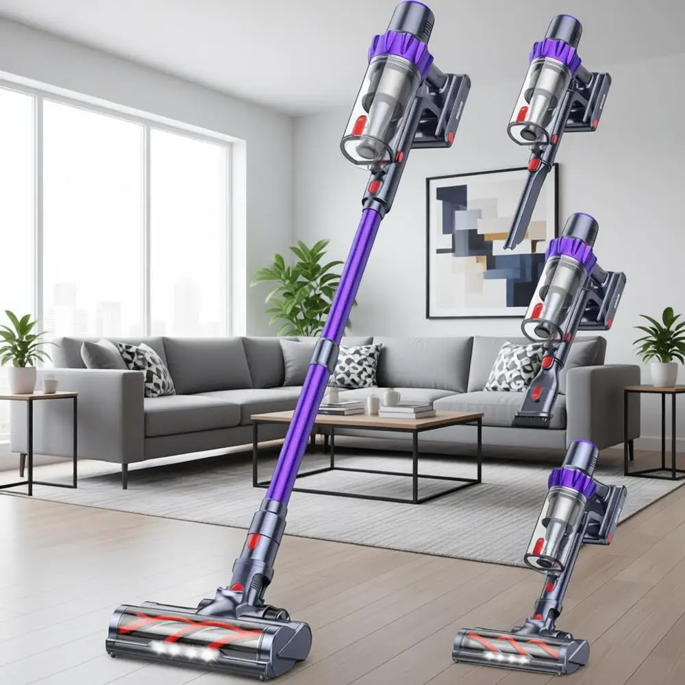 2 Batteries 110 Mins Runtime Vacuum Cleaners, 45KPA 550W Stick Vacuum with Brushless Motor, Automatically Adjust Suction, Handhe