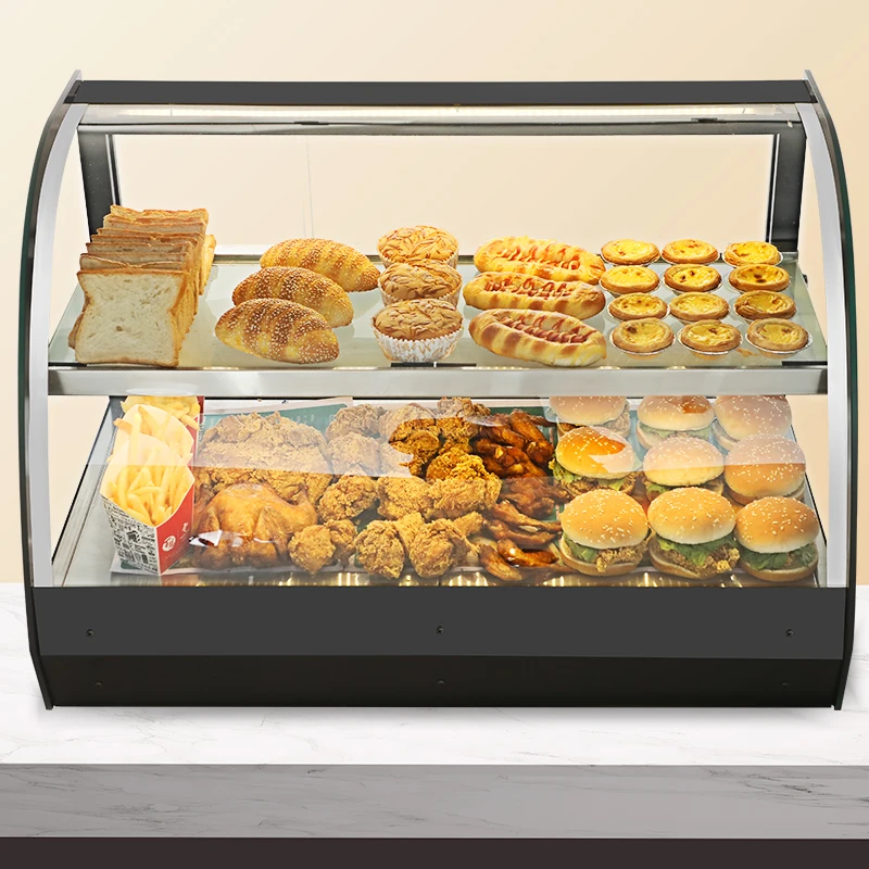 

Catering Equipment Transparent Glass Hot Food Display Warmer Thermal Display Cabinet Fried Chicken Warmer