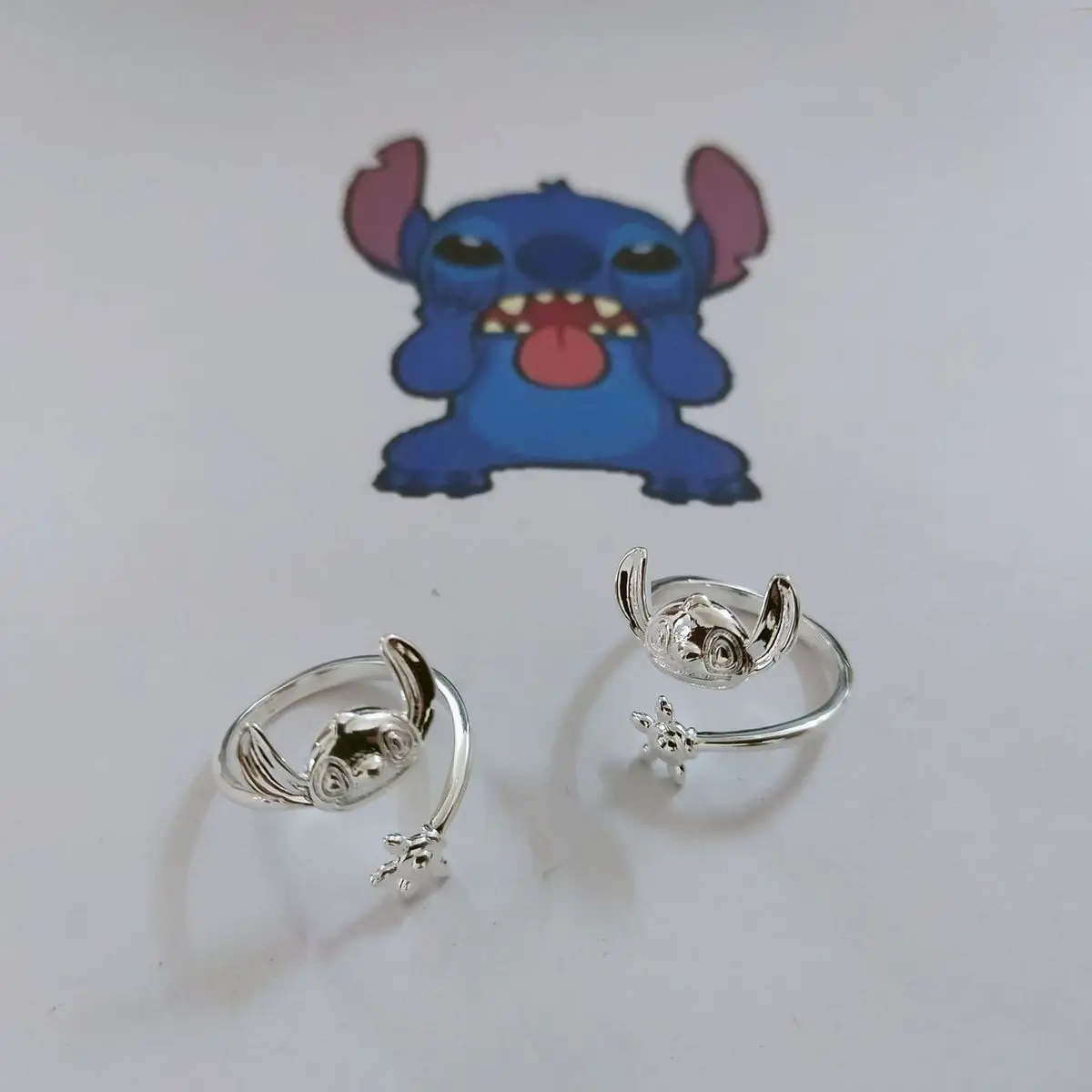 Cartoon Character Stitch Adjustable Rings Jewelry Accessories Silver Colour Ring Girls Women Accessories Metal Jewelry Ring