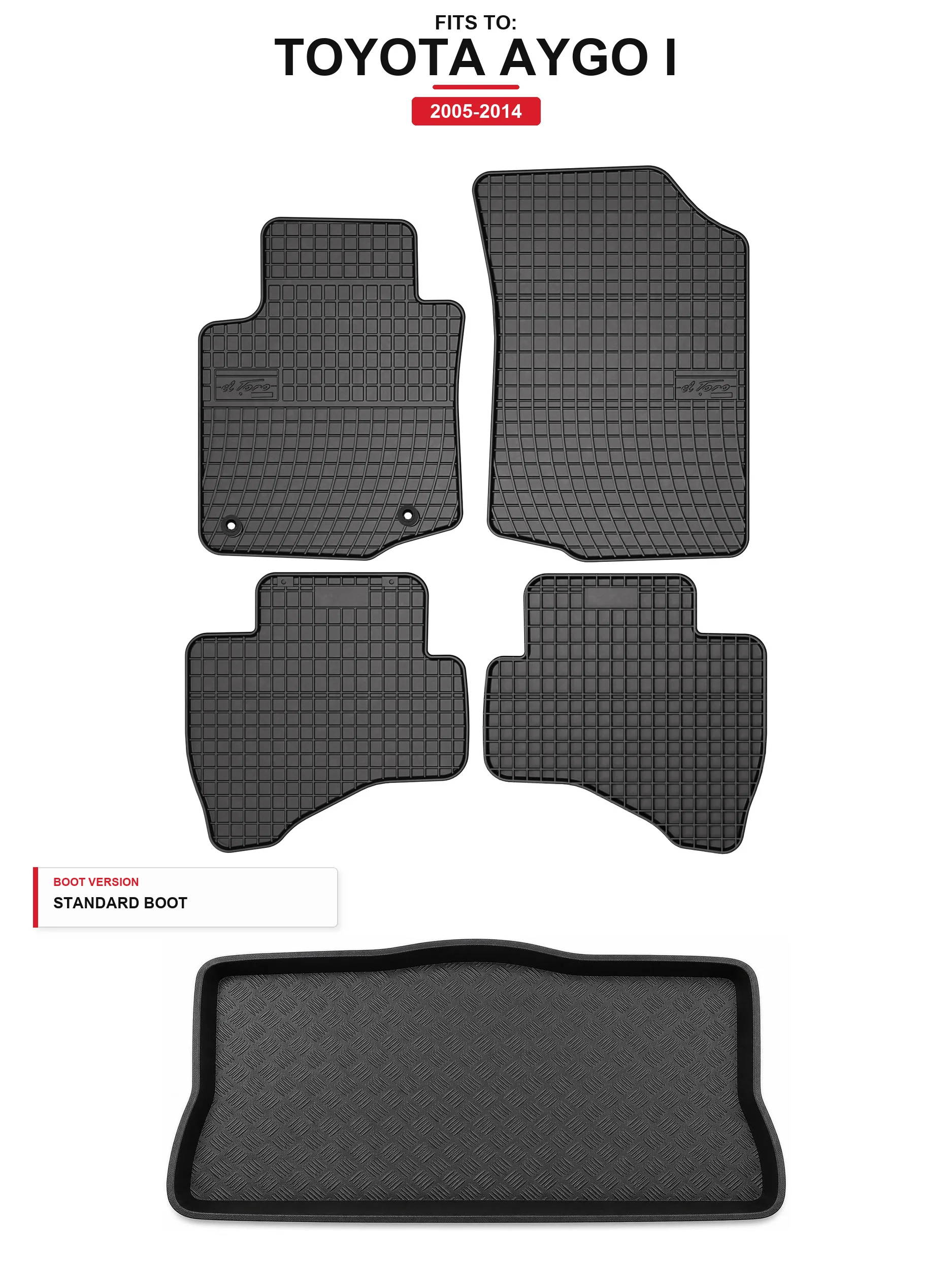 Rubbermatten Solidpro + kofferbakmat voor: Toyota Aygo I 2005-2014 5 El.
