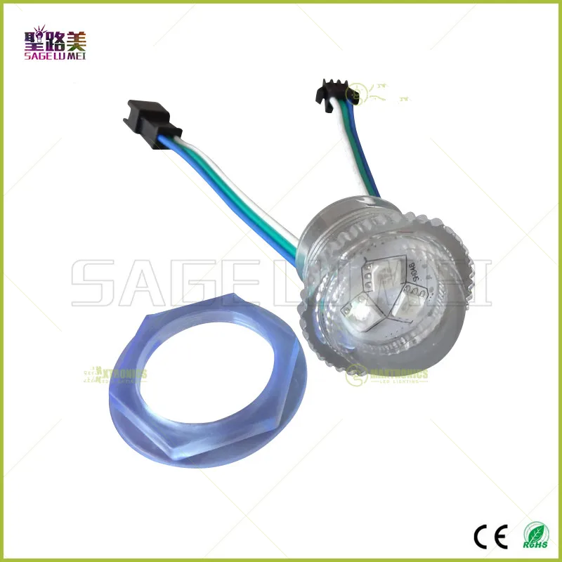 DC12V 26mm diameter transparent cover ws2811 LED Module Exposed Point Light 3 leds 5050 SMD RGB Chips led pixel waterproof IP68