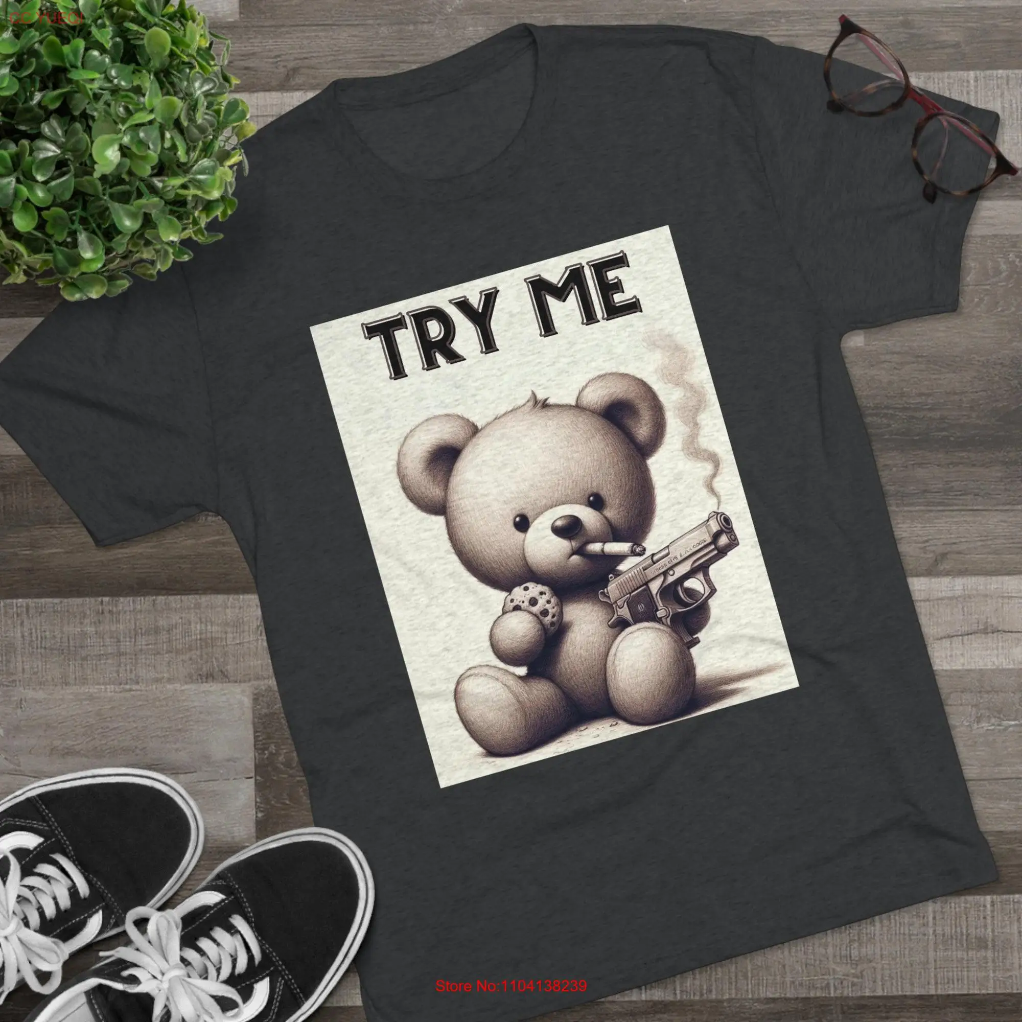 Attitude Teddy T Shirt Try Me Cute Bear Smoking Meme Funny Adult Humor Stuffed Animal Rebel Find Out