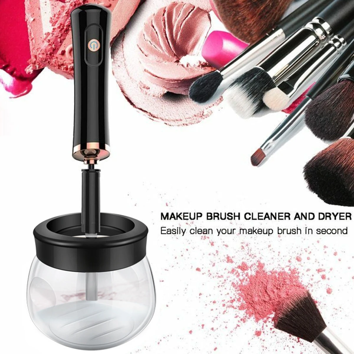 Limpiador de brochas de maquillaje eléctrico, máquina agitadora de pegamento de pestañas, lavado y secado rápido, limpieza USB, accesorios de herramientas