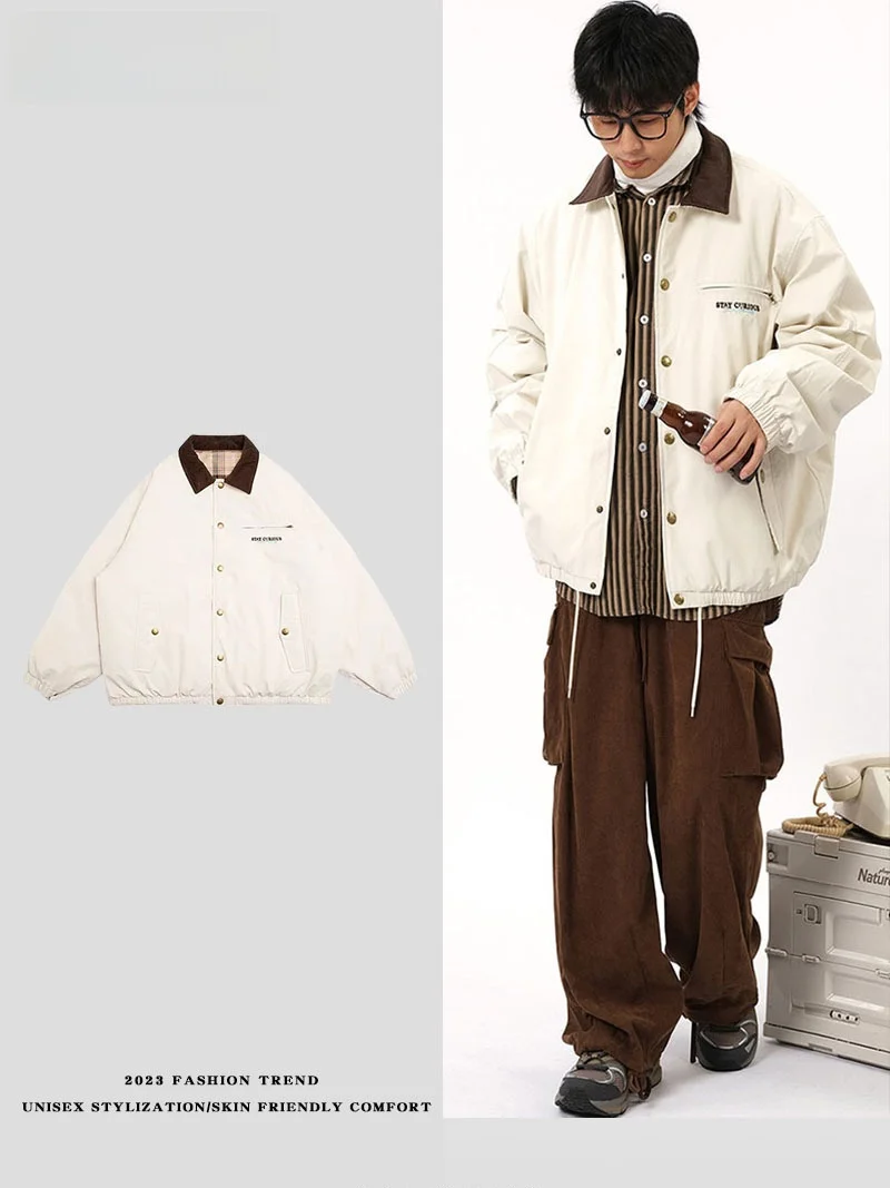 

LPLN Осенне-зимняя легкая пуховая куртка в американском ретро-стиле с цветным воротником, свободного кроя, теплая верхняя одежда для мужчин и женщин