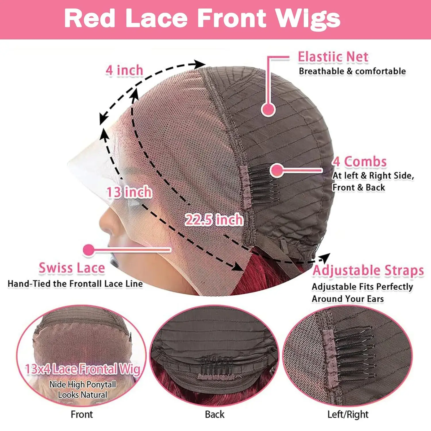 วิกผมสีแดงเบอร์กันดี 99J ผมแท้ 13x4 แบบลอนธรรมชาติ วิกผมหน้าผากลูกไม้ ผมแท้ ถอนขนแล้ว สีแดงไวน์ สำหรับผู้หญิง