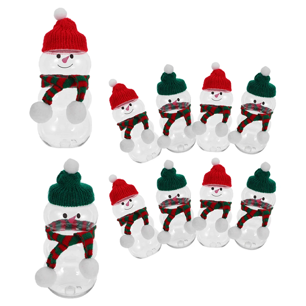 

12 set Snowman Shaped Plastic Beverage Bottles Christmas Party Juice Containers Sealed Packaging Drink Dispenser for Cold Drinks