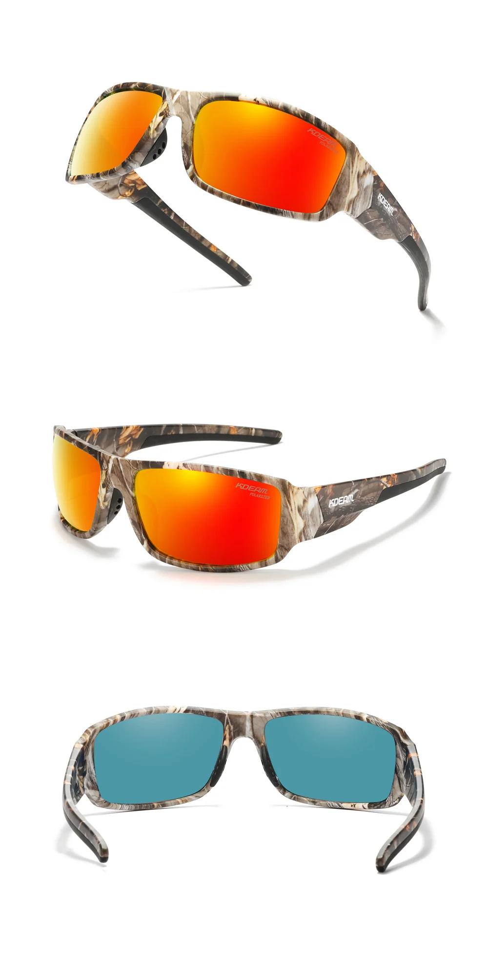 KDEAM Leistung Polarisierte Sonnenbrille Für Männer Druck Muster Design Rahmen Gläser Durchlässigkeit Cat.3 männer Sport Brille – Detail 25