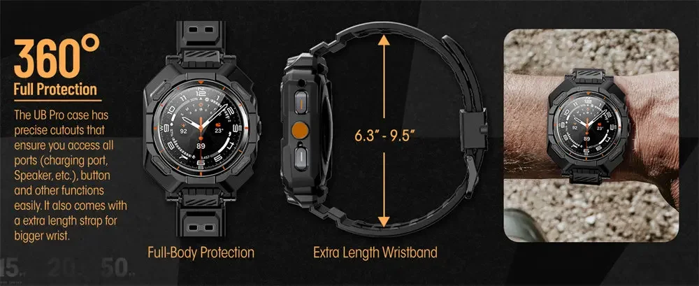Supcase For Samsung Galaxy Watch Ultra Case 47mm ub pro robuste Schutzhülle mit verstellbarem Armband mit Displays chutz folie – Detail 7
