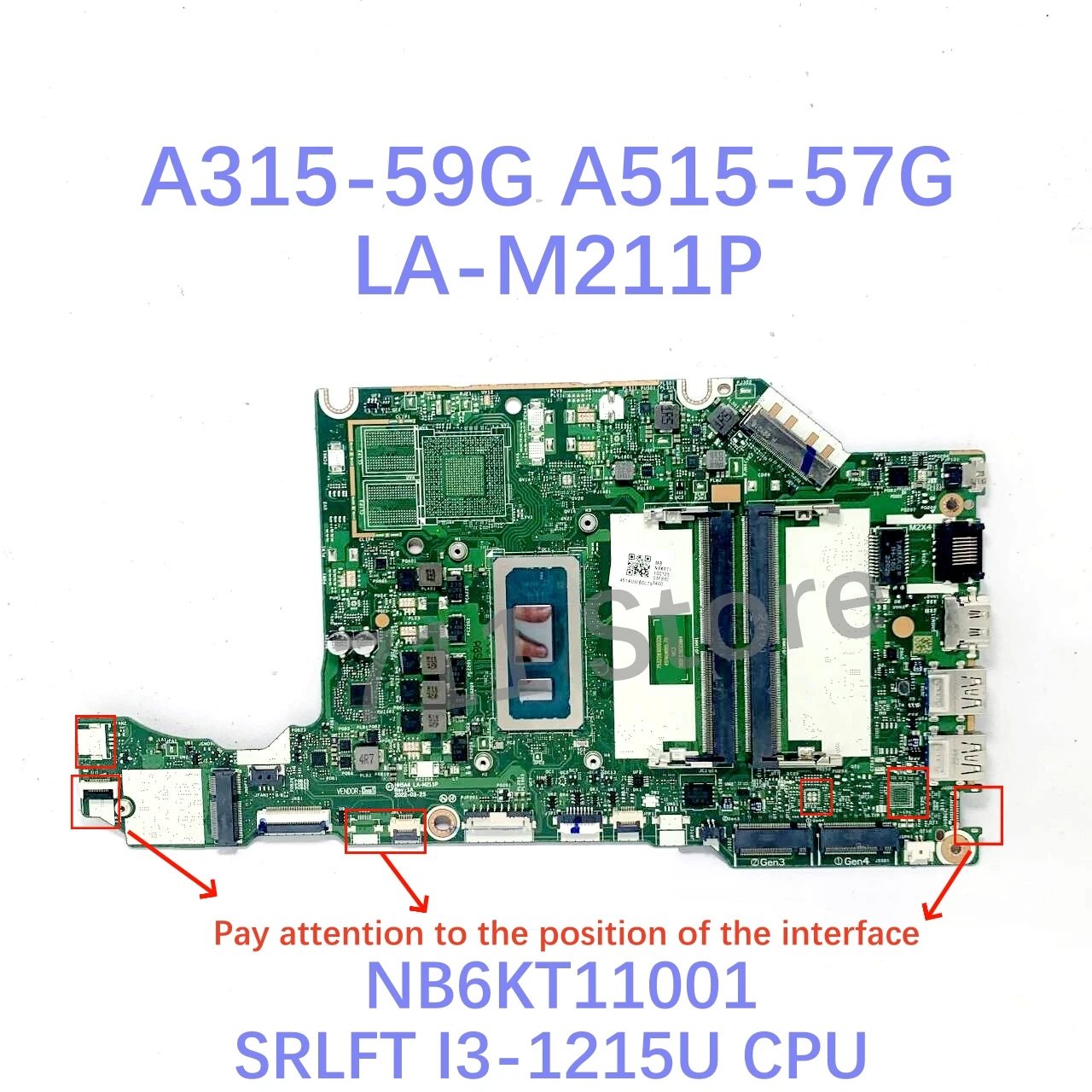 High Quality Mainboard LA-M211P NBK6T11001 With I3-1215U / I5-1235U CPU For Acer A315-59G A515-57G Laptop Motherboard 100%Tested