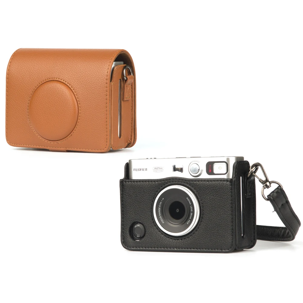 

Retro Leather Case for Fujifilm Instax Mini EVO Instant Camera Storage Bag Silicone Cover Protective Shell with Shoulder Strap