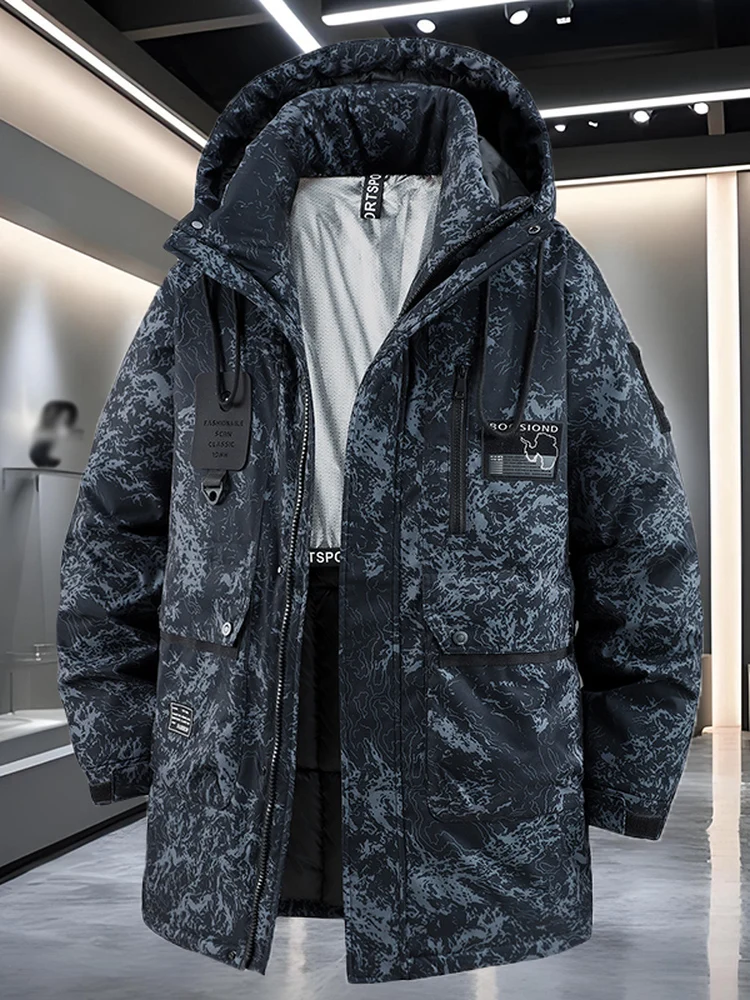 

plus Size Thiened Camouflage Cotton Jaet Men's Mid-Length Northeast Outerwear Loose Fit Fat Person Cold Proof Cotton Clothes