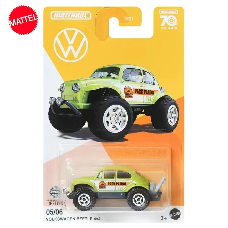 Original Mattel Matchbox Car 1/64 Metal 70 anni Volkswagen Beetle 4x4 GGF12 modello di veicolo giocattoli per Boy Collection regalo di compleanno