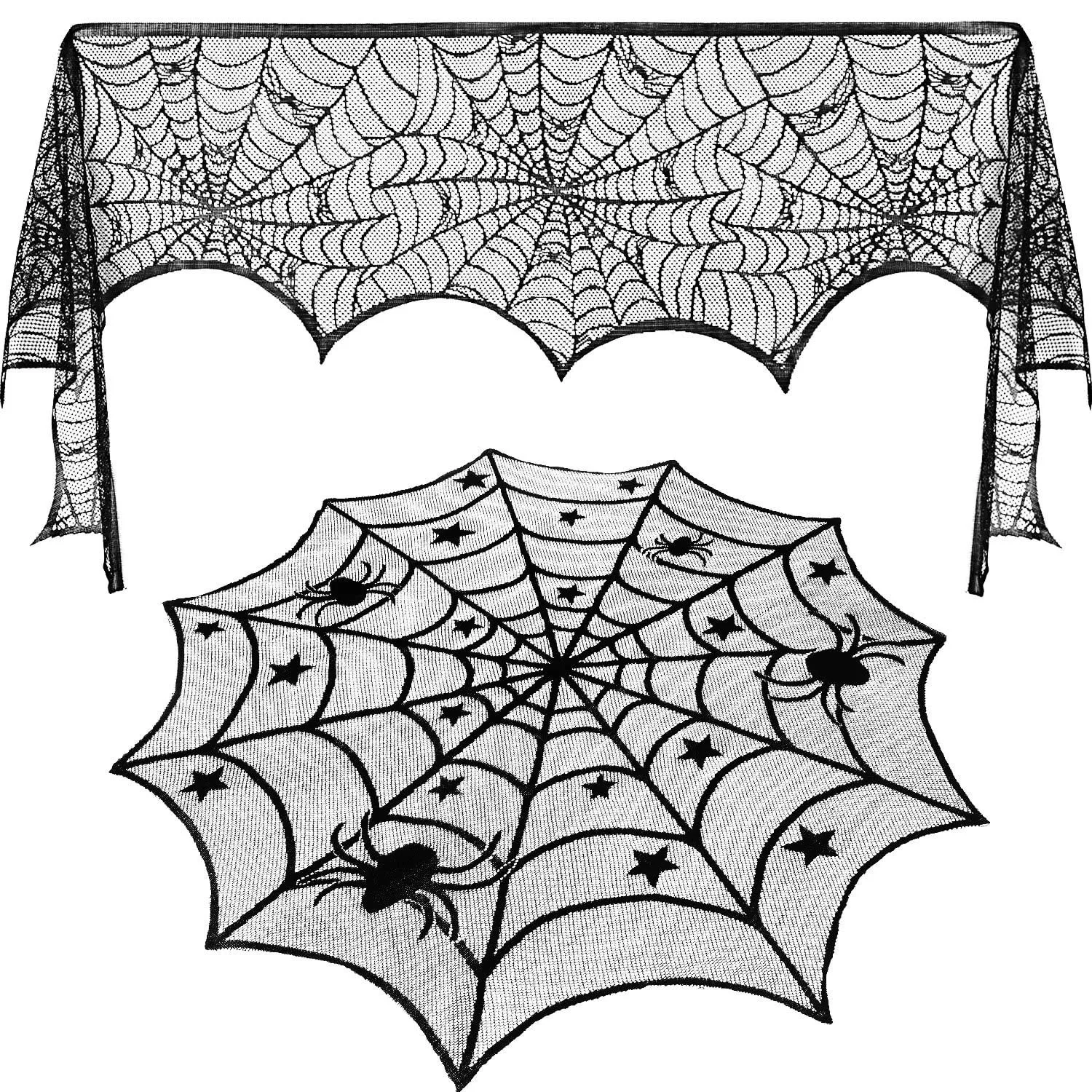 Black Lace Combo Halloween Table Flag Halloween Spider  Tablecloth Spooky Decoration Cloth Halloween Decoration 2024 Party