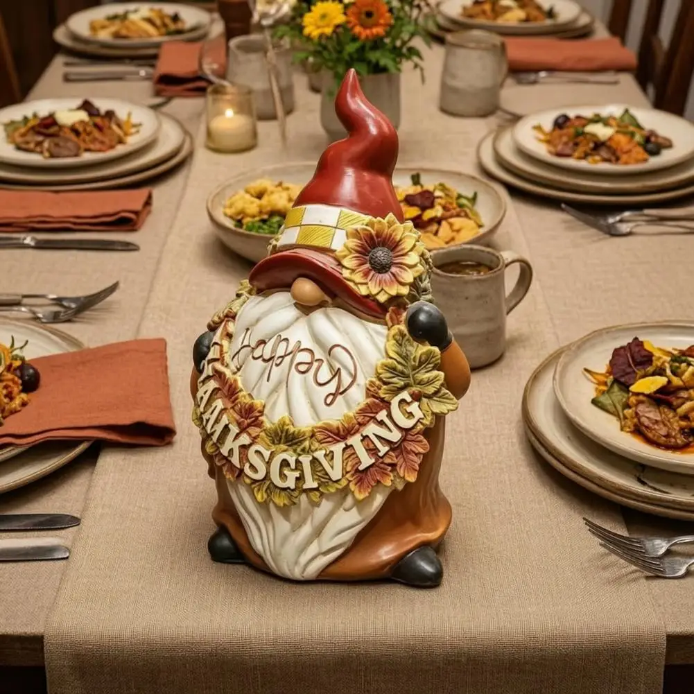 Sunflower Gnome Decor Waterproof Gnome Ornament Thanksgiving Gnome Figurine Autumn Harvest Table Decor Sunflower Maple for Fall