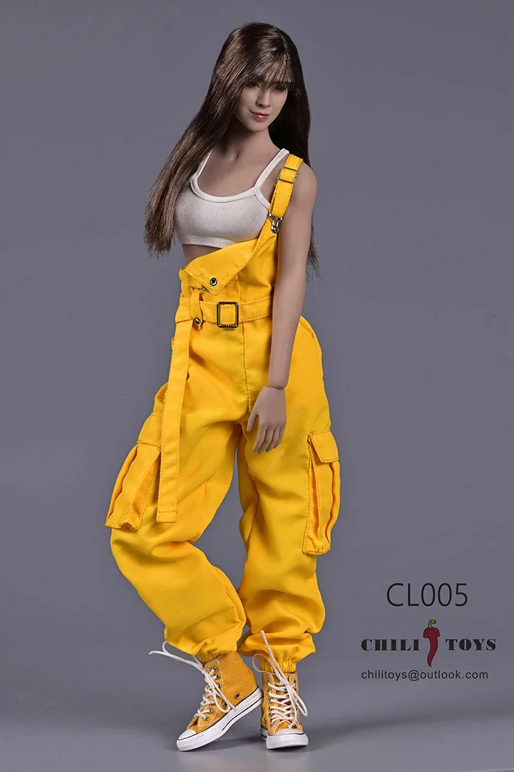 1/6 Vrouwen Soldaat Overalls Trendy Hip Hop Band Broek Y2K Jumpsuit Rompertjes Slim Crop Tops Vest Voor 12 "Action Figure Model