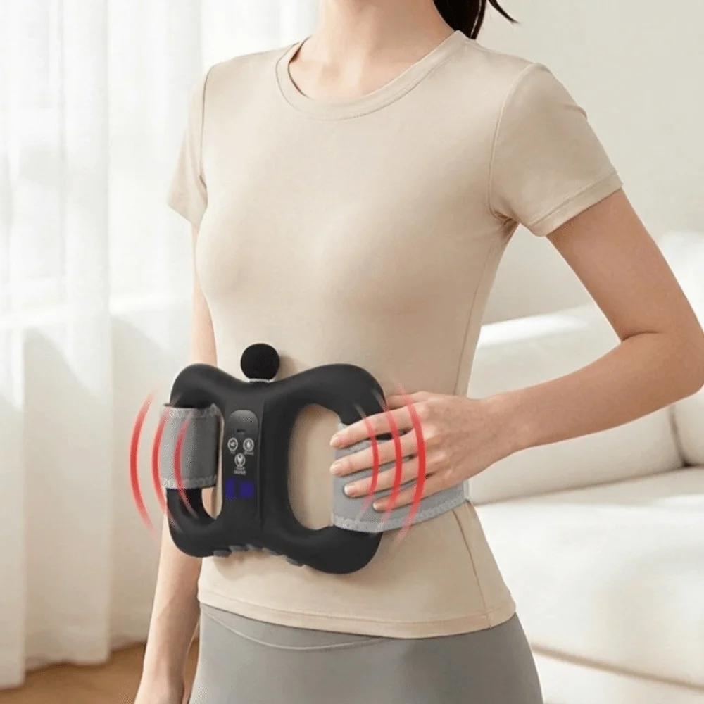 Multifunctional Fascia Massage Ring Vibration Dual-Ring Handheld Massager Magnetic Bead EMS Pulse Muscle Massage Machine