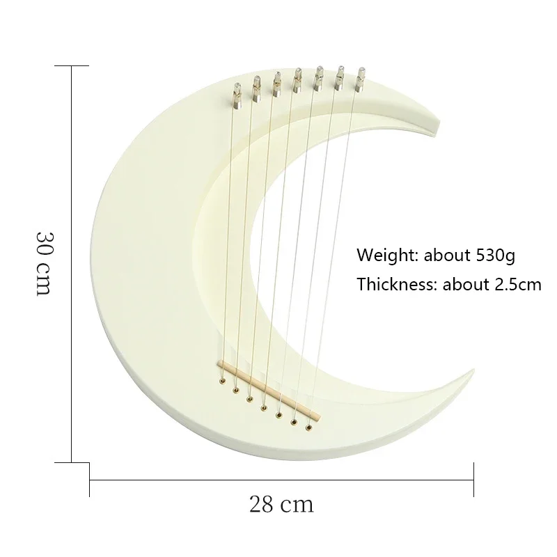 Crescent Moon Lyre Harp 7 Strings Portable Lyra Harp Piano Mini Stringed Musical Instrument With Instructions Tuning Wrench