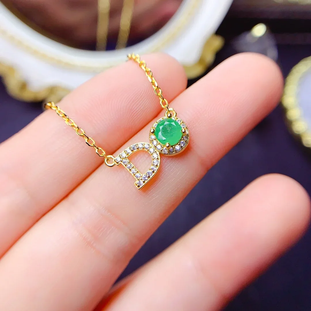 Natural Emerald Sterling Silver 925 Jewelry Women's Jewelry Necklace Women's Luxury Green Christmas Shipping FREE