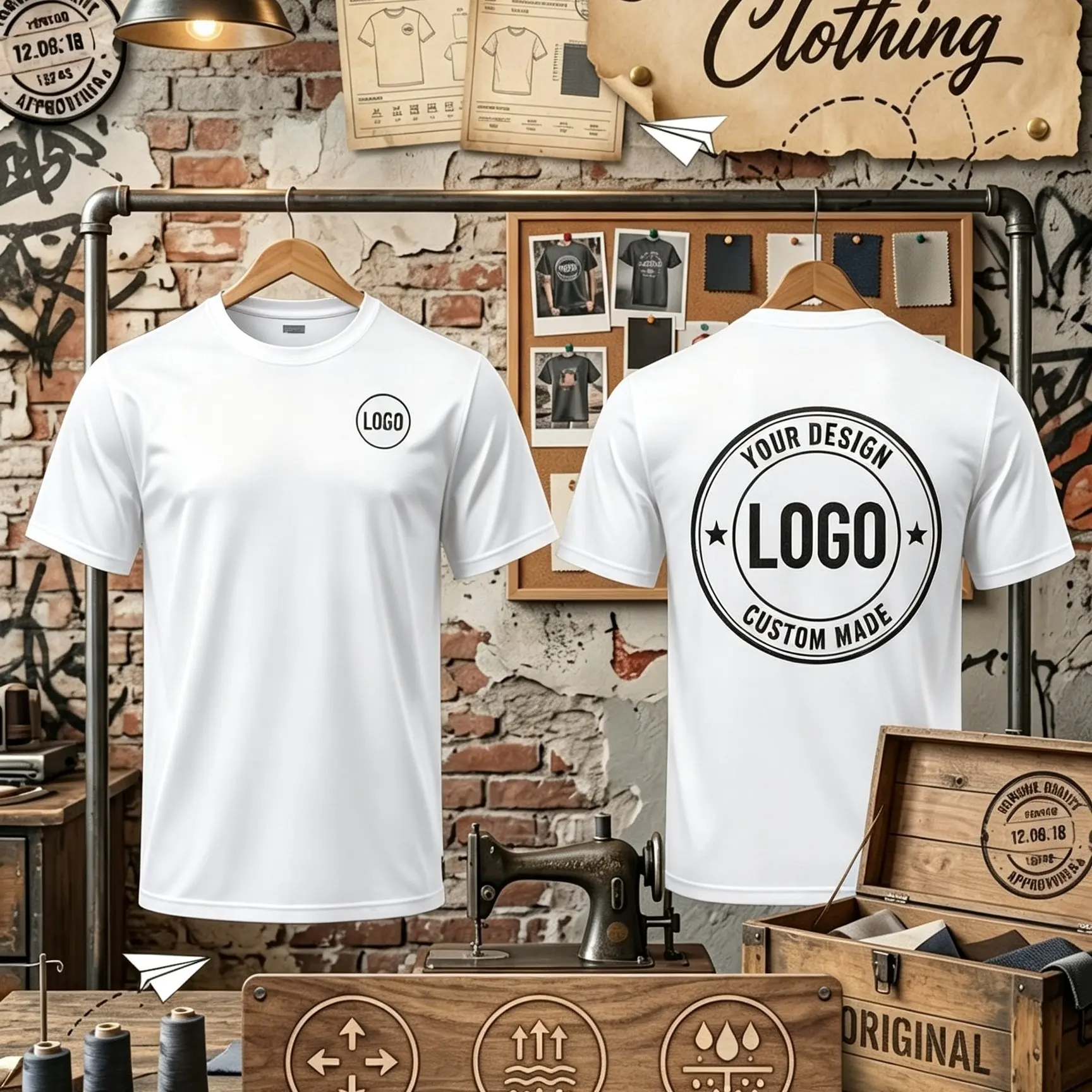 1 Men's T-Shirt, with Custom Logos and Designs Printable on Both Front and Back, Breathable and Quick-Drying