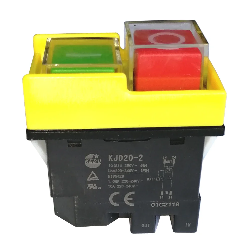 KEDU KJD20-2 120V 220V 4Pin 10(8)A Electromagnetic Power On Off Pushbutton Switches Industrial Waterproof Push Button Switch