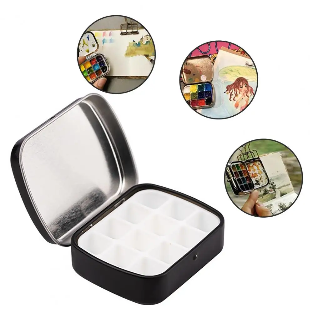 

12-color Watercolor Box Portable Watercolor Nail Polish Storage Box for Travel 12 Grids Design Mini Size Ideal for Outdoor Trips