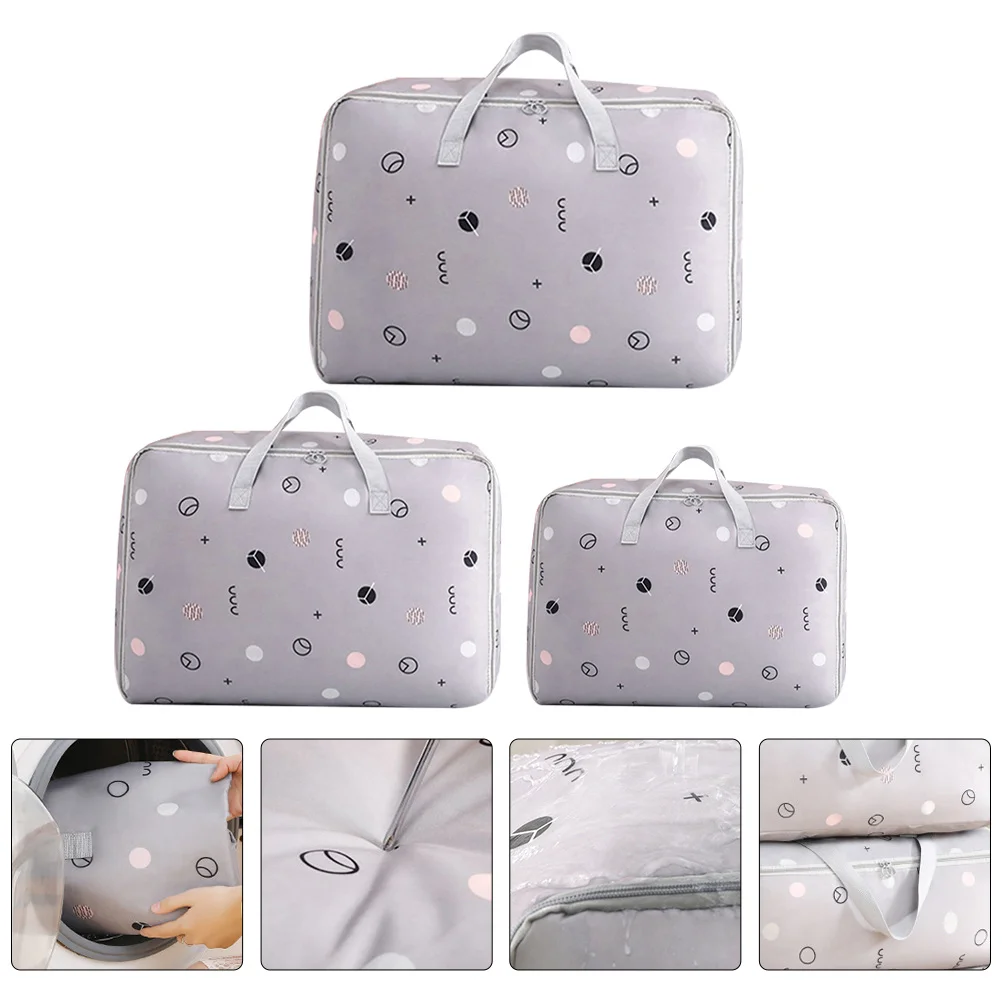 

3Pcs Large Capacity Quilt Storage Bag Oxford Cloth Bedding Storage Pouch Household Clothes Organizer Large Capacity Bedding Bag