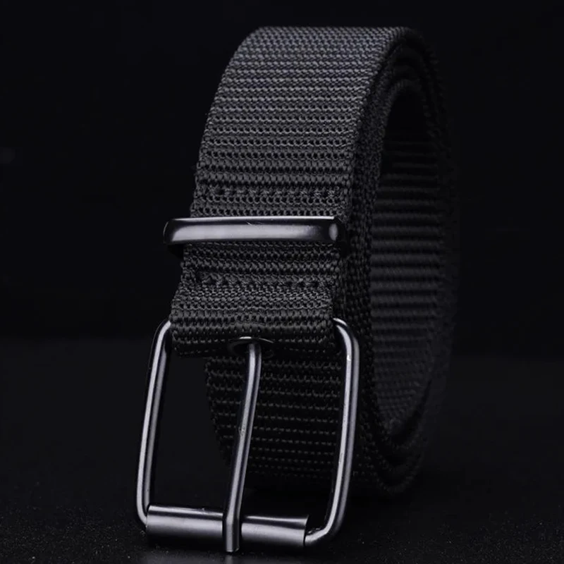 Herren Gürtel Mode Casual Nieten-Gürtel Canvas Nylon Gurtband Taktischer Gürtel Hochwertige Sport-Gürtelband Taillengürtel BF01 – Detail 7