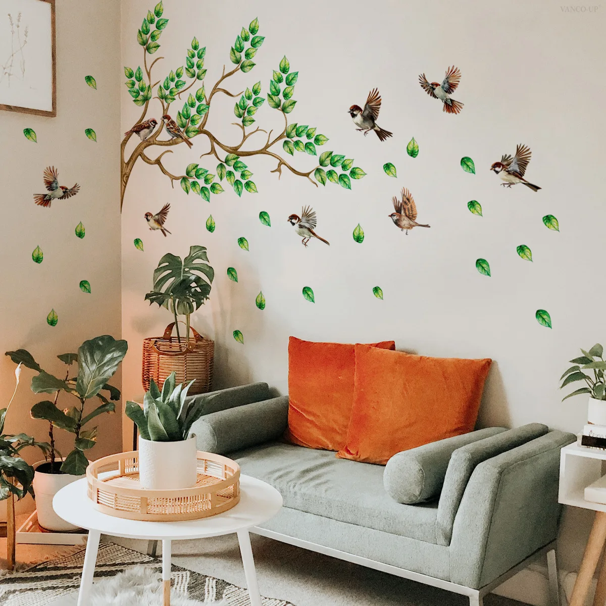 New Green Plant Flower Wall Sticker Background Wall Home Decoration Wall Sticker