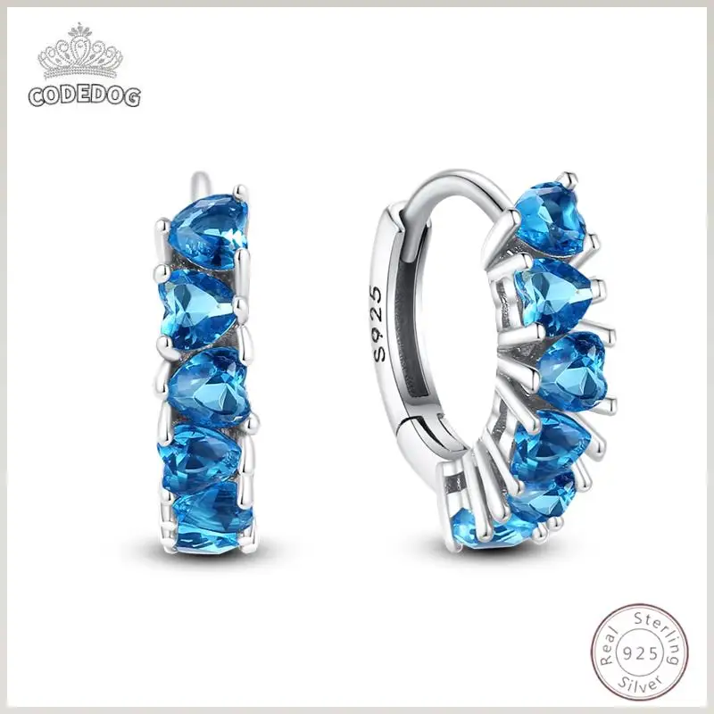 Ohrringe aus 925er-Sterlingsilber, schlicht, blau, glänzend, Zirkon, Hochzeit, Damenschmuck, Geschenk