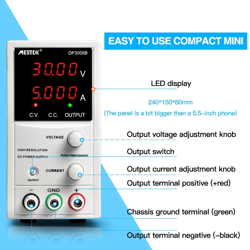 Stabilisateur de Sochi à Tension Réglable, Source de Banc à Commutation Variable, Alimentation Ac Dc, 30V, 5A, Laboratoire