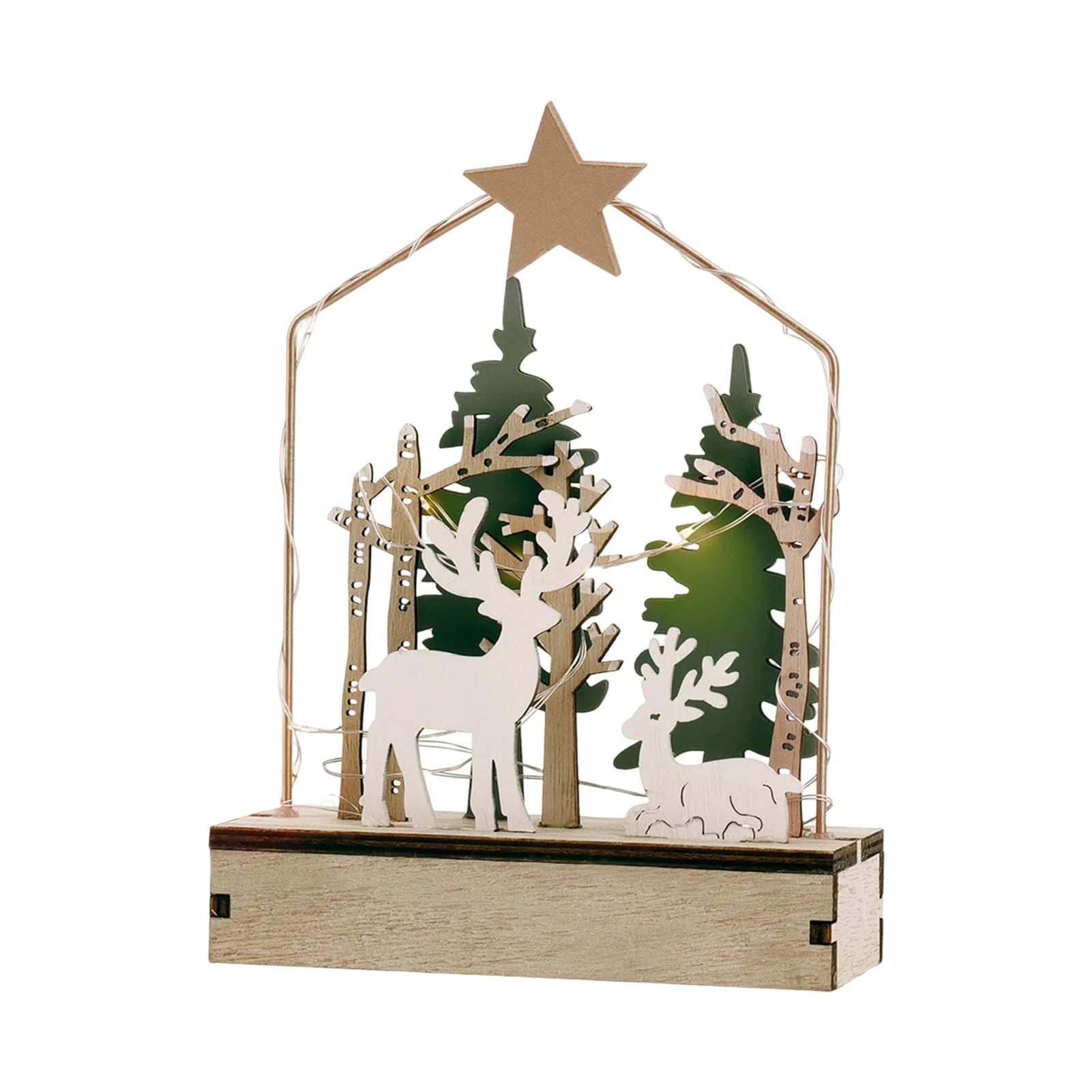 

Светодиодные рождественские звезды-украшения, светящиеся, для дома, на Рождество, с деревянными оленями, для поддержки клиентов, для украшения елки