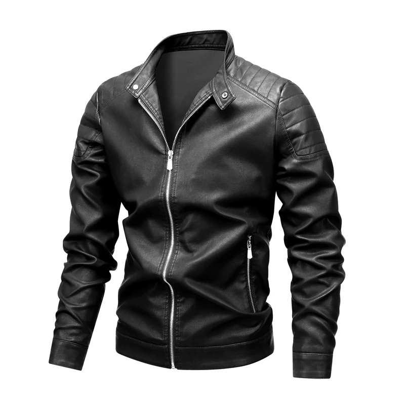 

New Versatile Youth Handsome Leather Jacket Men Casual Thin Motorcycle Plus Size Leather Jacket Men's Biker PU Leather Jacket
