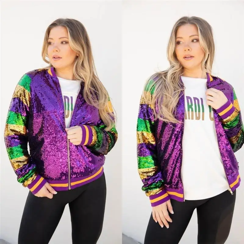 

Пасхальный трансграничный фестиваль 2024, карнавальный яркий бейсбольный джинт с блестками, мужская верхняя одежда средней длины, длинная све, круглая Ne