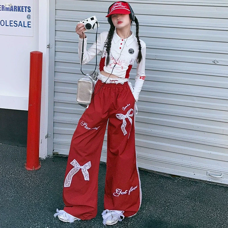 

Teenage Girls Clothes Set Design Short Suit Jacket+Customized Ripped wide leg pants 2pcs Junior Kids Suit Child Outfits 5-14Y