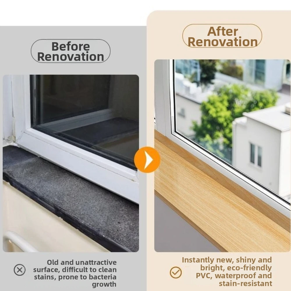 Thickened Wood Grain Window Sill Sticker Sun Protection Peel and Stick Self-Adhesive Wallpaper