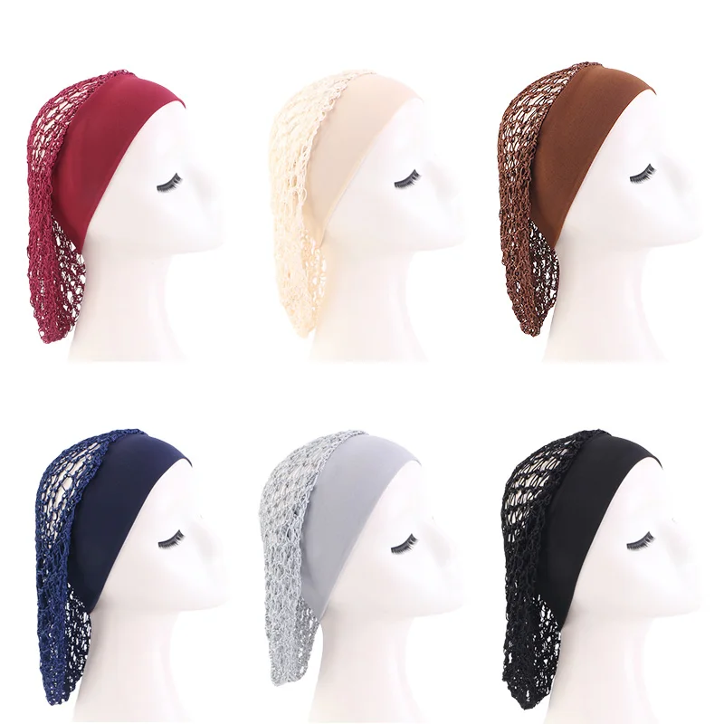 New Women Ladies Hair Net Stretchy Wide band satin Mesh Snood Hair Net Soft Rayon Snood Crochet Hair Net Accessories