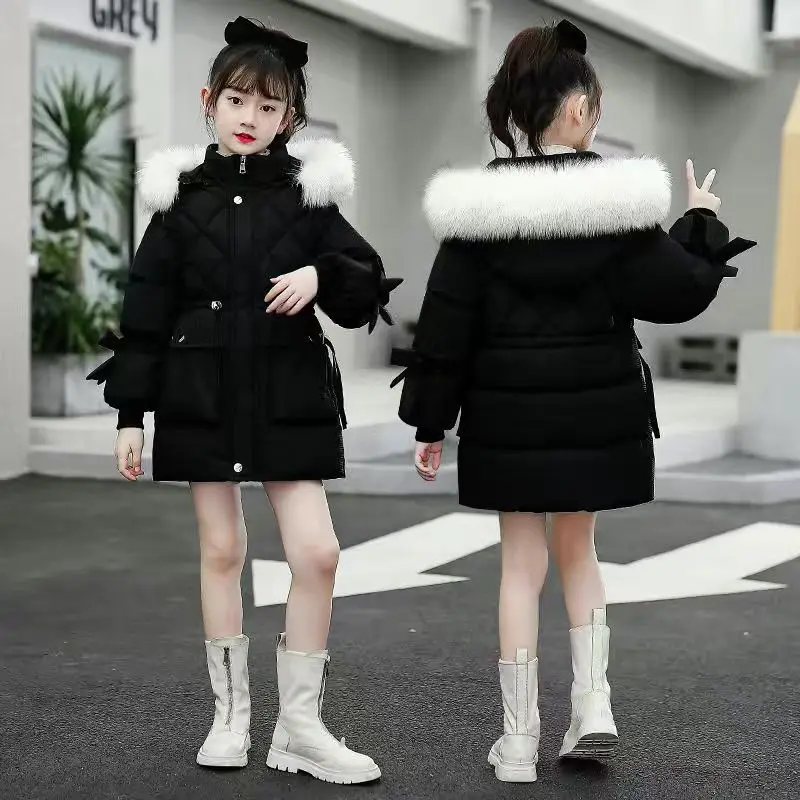 

Girls Winter Coat Hoodies Outerwear Coat Thick Warm Girl Jackets Teenage Children's Clothes Down Cotton Girls Parkas 11 Years