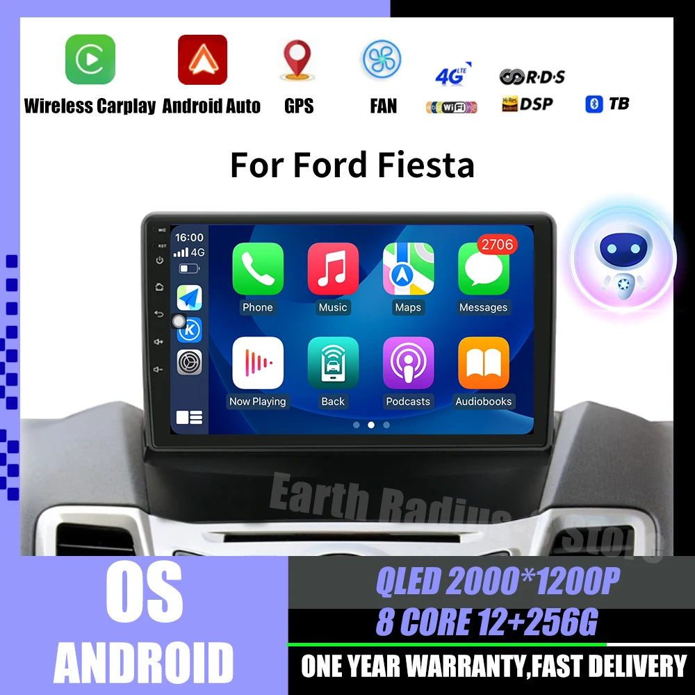 

Android 14 Car For Ford Fiesta MK7 2009 -2017 Stereo Head Unit Touch Screen Multimedia Player Auto Radio DashCam GPS Navigation