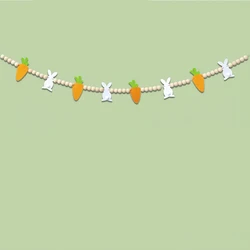 Bunny rabbit Carrot Garland happy Easter banner Egg Hunt game Fireplace Mantel rustic farmhouse wall hanging decoration sign