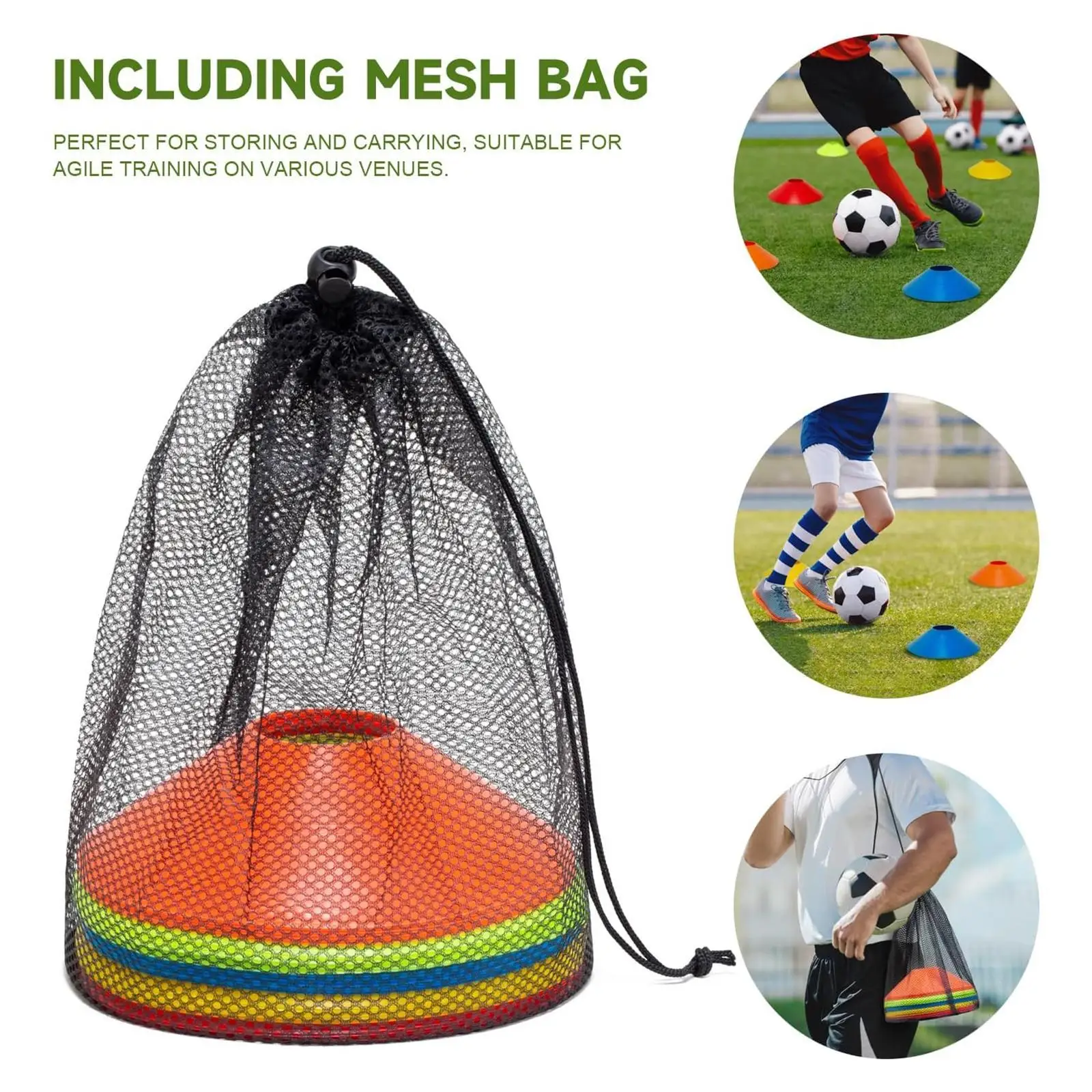 Disc Cones Soccer Cones for Training Sturdy Lightweight Practice Equipment Sports Cones with Storage Bag for Soccer Football