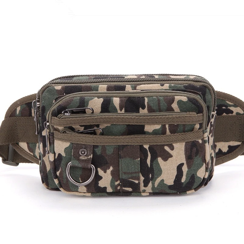 

Nesitu High Quality Camouflage Vinage Casual Blue Black Coffee Khaki Canvas Women Men Waist Bag M9163