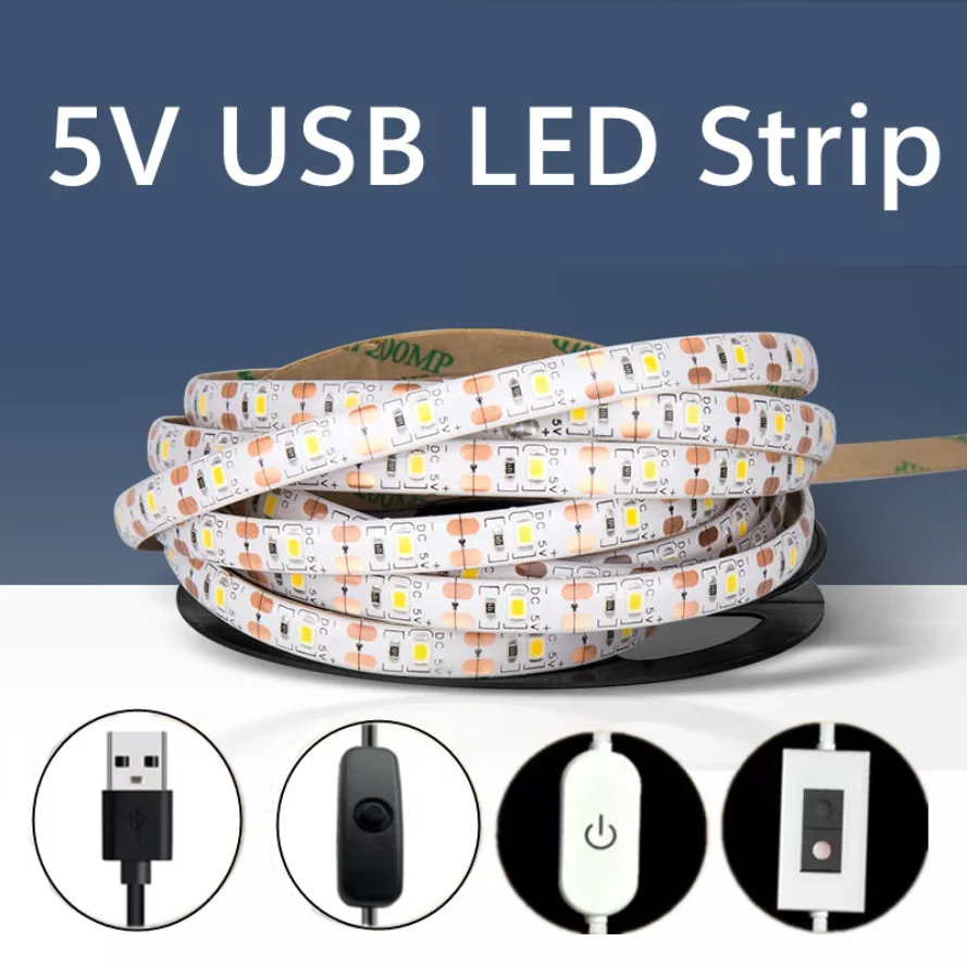 

5V USB Led Strip Light SMD 2835 50CM 1M 2M 4M 5M White/Warm White/Red/Blue/Green IP21 Flexible Lighting Ribbon Tape Backlight