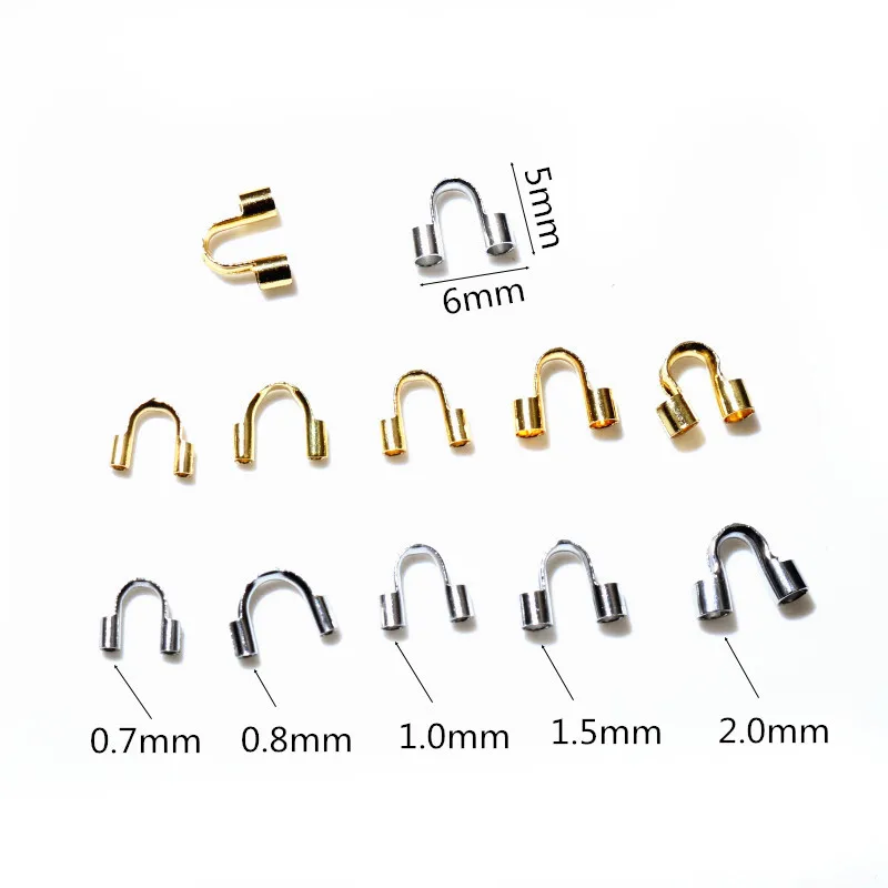 50pcs Stainless Steel Gold Color Wire Protectors Guard Guardian Protectors Loops U Shape Clasps Connector For Jewelry Making