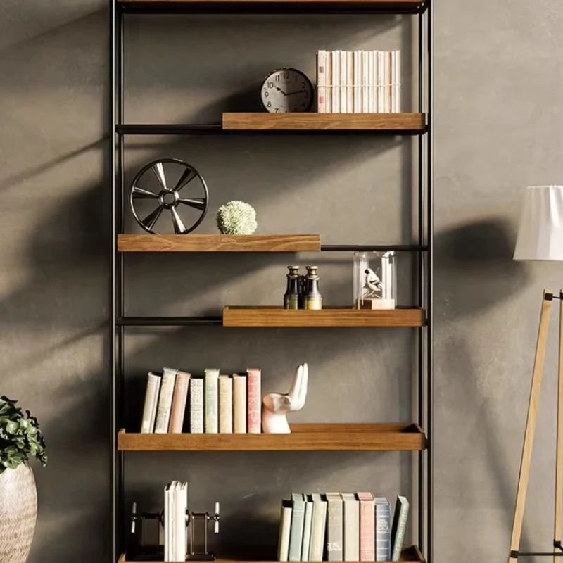 

Modern industrial style loft design multi-layer metal bookcase home office living room storage rack durable furniture