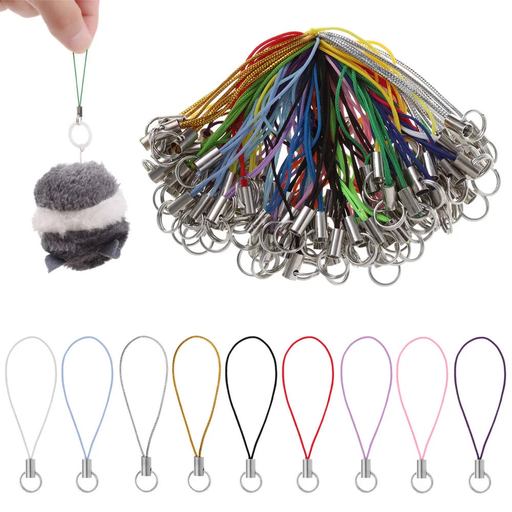 100Pcs Wire Cord Mobile Phone Craft Pendant Lanyard DIY Handmade Materials Key Ring DIY Toys Pendant Clips Lanyard