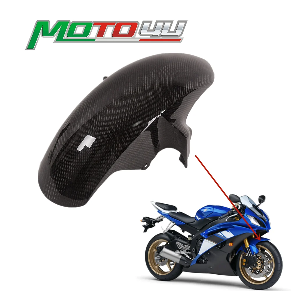 For YAMAHA YZF-R6 r6 2008-2016 Carbon Fiber Front Fender Tire Mud Guard Gloss Motorcycle Hugger Protection