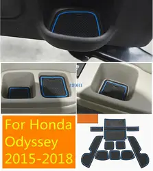 Rubber Mat For Honda Odyssey 2015 2016 2017 2018 Interior Anti Slip Mat Door Slot Pad Cup Cushion Groove Mat Car Accessories