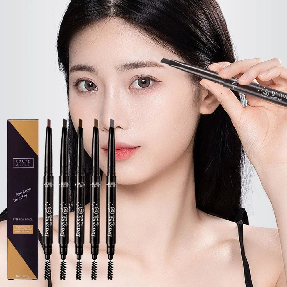 Fine Eyebrow Pencil With Double Head Automatic Rotation One Line Eyebrow Pencil Waterproof And Makeup Free Makeup Pen for women