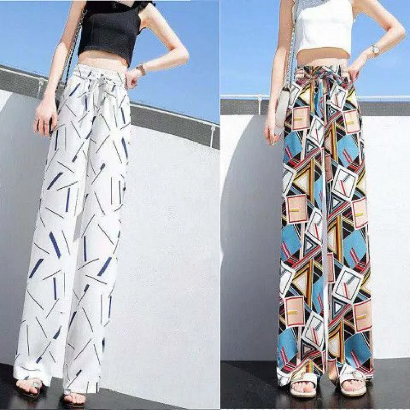 

Female Summer High Waist Wide Leg Look Drape Color Holiday Style Thin Section Joggers Women Streetwear Y2k Pants Mop Casual